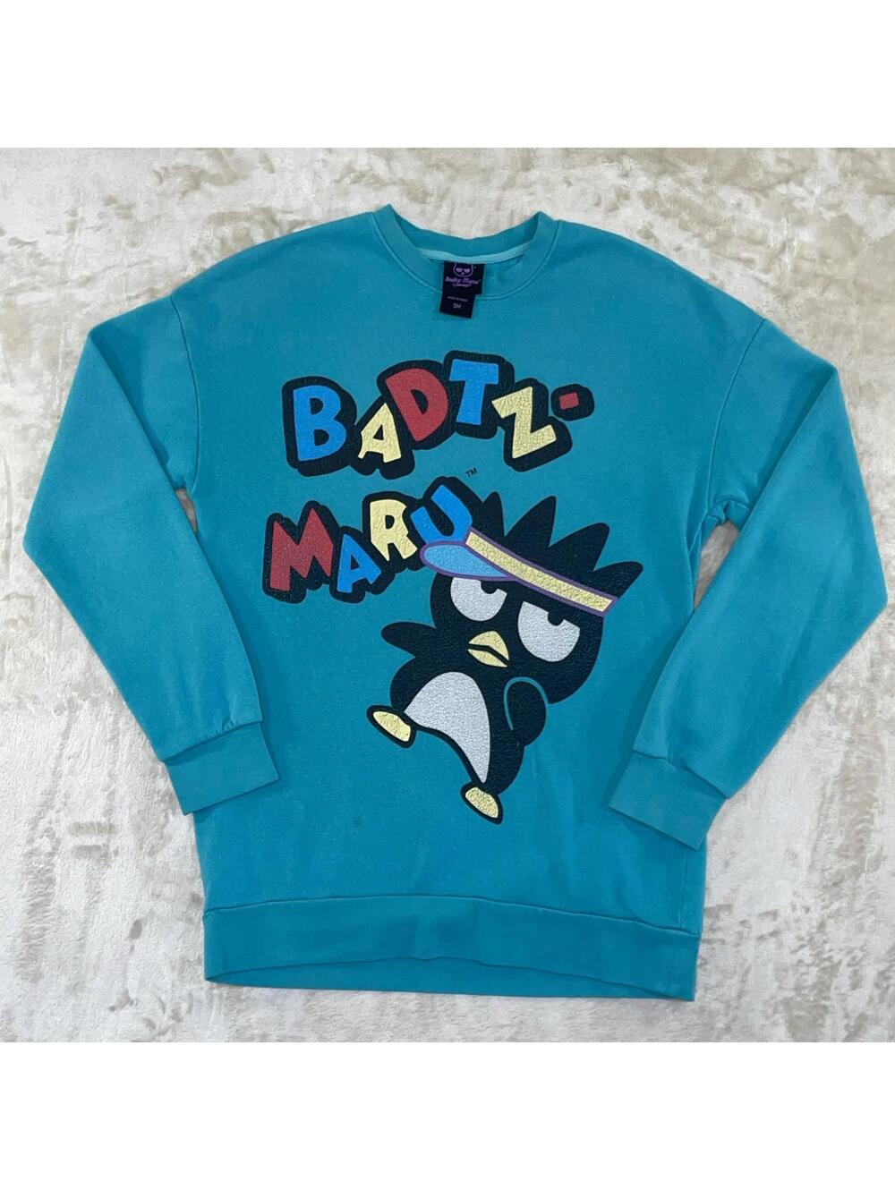 Sanrio BADTZ-MARU Crewneck Sweatshirt Size Medium Hello Kitty Friend Turquoise S